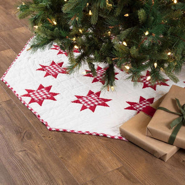 Emmie Red Patchwork Christmas Tree Skirt 55 VHC Brands - The Fox Decor